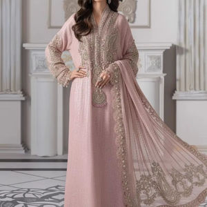 Anarkali Lehenga Choli pakistanais richement orné pour femmes, robe de mariée de luxe pour occasions spéciales, robe maxi en acrylique - Product Image 1