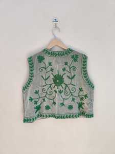 Handmade Embroidered Suzani <b>Velvet</b> Bomber <b>Jacket</b> with Boho Floral Design Reversible Breathable Eco-Friendly - Product Image 5