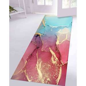 พรมลายหินอ่อนสีชมพูและสีฟ้า: พรมกันลื่นลายทอง, พรมเชนิลล์ - Product Image 5