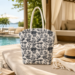 Custom Logo PP Laminated Dyed Jute Beach <b>Tote</b> Bag 41x42x13.5 cm Black Printed Zipper Reusable Shopping Bag OEM ODM Private Label - Product Image 2