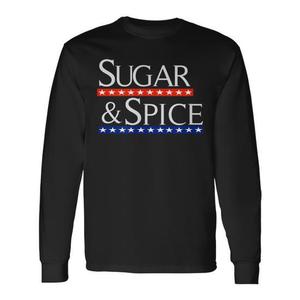 T-shirt a maniche lunghe Sugar And Spice con design patriottico nero - Product Image 1
