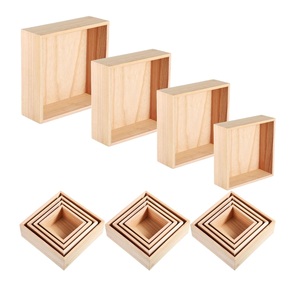 Rustic <b>Wooden</b> Boxes Square Storage <b>Crates</b> for Crafts Table Centerpieces Home Decor - Product Image 1