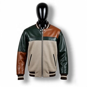 Vestes universitaires noires de luxe personnalisées Veste pour hommes Veste universitaire Letterman à manches en cuir pour hommes - Product Image 3