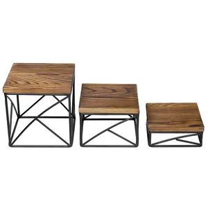 ชุดที่ตั้งโชว์พิซซ่าคุณภาพสูง3ชิ้นทำจากไม้และเหล็กเหมาะสำหรับงานจัดแสดงคัพเค้กโรงแรมและของหวาน - Product Image 1