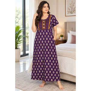 Camisón Largo de Algodón con Estampado Floral para Mujer, Ropa de Dormir Suave con Estampado Jaipuri de Evolove X Baghban - Product Image 5