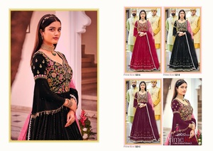여성 인도 긴 코 튼 Anarkali 손 바느질 인도 전통 kurti 가운 dupatta 정장 세트 온라인 판매