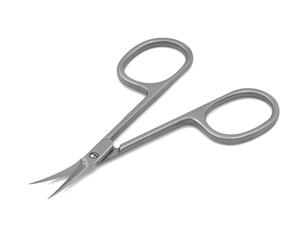 Ciseaux de manucure à lame incurvée super tranchante en acier à haute teneur en carbone, finition mate, à joint plat, impression de logo personnalisé, cisailles à cuticules pour ongles - Product Image 1