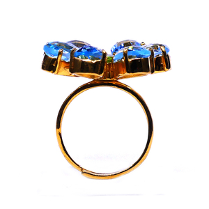 Gemvanity SR938 Anillo de bodas clásico para mujer Plata de Ley 925 Oro Vermeil Acabado Topacio azul Peridoto Piedra preciosa Acero inoxidable - Product Image 3