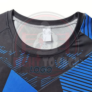 Quick-Dry Flexible Long Sleeve Compression Trousers Stretchy Waist Shorts 2-Piece Printed Spandex/Nylon Rash Guard <b>Set</b> for Men - Product Image 5