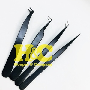 Pinces à épiler professionnelles en acier japonais pour extensions de cils, pointe lisse, prise parfaite, durables, emballage personnalisé, logo, MOQ 30 pièces - Product Image 1