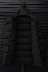 Gilet matelassé décontracté en laine pour homme, taille plus, coupe-vent, confortable, élégant, rembourrage en micro-gel, col en V, fermeture éclair courte - Product Image 2