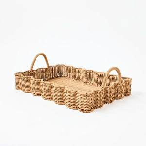 ถาดหวายขอบหอยพัดทำด้วยมือถาดเสิร์ฟอาหารหวายจากโรงงานที่สง่างามผู้จำหน่ายจากเวียดนาม - Product Image 1