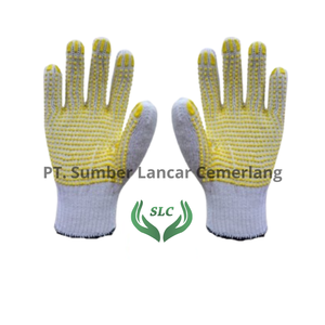 Gants de sécurité antidérapants en PVC Dotting Meilleure qualité Fabriqué en Indonésie Blanc-Jaune - Product Image 1