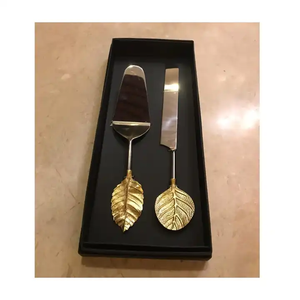 Couverts en acier inoxydable de haute qualité Design Unique poignée en laiton serveur de gâteau 2 pièces ensembles taille personnalisée - Product Image 2