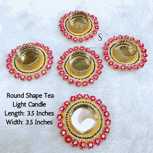 Vela de luz de té de forma redonda de buena calidad tradicional con piedra de cuentas de perlas para pieza central de mesa decoración de Diwali para el hogar - Product Image 3