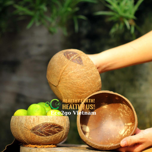 Petit bol en coquille de noix de coco naturelle de haute qualité, fait à la main, style campagnard du Vietnam, pour bougie gravée au laser - Product Image 2