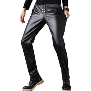 Pantalon en cuir coupe ajustée pour hommes professionnels de haute qualité respirant léger couleur noire personnalisée mi nouvelle toile élastique décontractée - Product Image 2