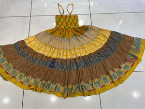 กระโปรงยิปซีสไตล์โบฮีเมียนสไตล์ฮิปปี้เดรสกระโปรงผ้าไหมปะต่อเอวสูงเดรสกระโปรงพิมพ์ลายใส่สบาย - Product Image 5