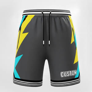 Shorts de sport athlétiques en maille double couche 100% polyester, couleur unie, avec cordon de serrage réglable et poches latérales profondes pour hommes, idéal pour la gym et le basketball - Product Image 1