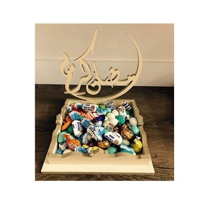 Plateau à dessert Ramadan de conception moderne, couleur blanc doré, multifonctionnel, contact alimentaire sûr, plateau de service islamique en bois à bas prix - Product Image 5