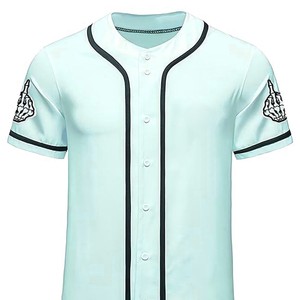 Jersey de béisbol americano personalizado de alta calidad transpirable ligero sublimación impreso equipo uniforme botón frontal malla al por mayor - Product Image 3