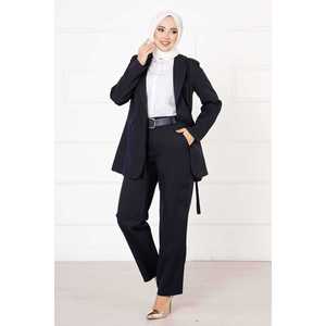 Conjunto de Traje con Chaqueta Azul Marino para Mujer con Lazos Laterales - Product Image 3