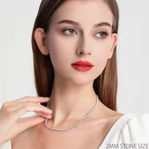 Luxury Certified VVS1 Cut Moissanite Tennis Diamond Necklace 925 <b>Fine</b> <b>Jewelry</b> All Sizes Available Wholesale - Product Image 3