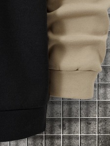 Sudadera de invierno de lana de algodón hecha a medida de la mejor calidad, sudaderas de bloque de Color en blanco para hombre a la moda - Product Image 4