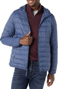 Men's Lightweight Water-Resistant Black Hooded Puffer <b>Jacket</b> Custom Navy Puffer <b>Jacket</b> for Men - Product Image 2