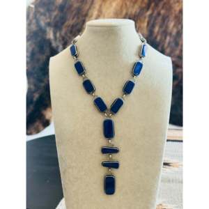 Ensemble de colliers géométriques Randy Billy en lapis-lazuli et argent sterling pour les occasions de cadeaux - Product Image 1