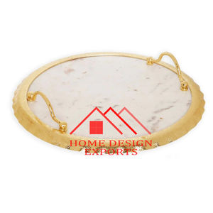 Bandeja de perfume de mármol con mango de latón superventas - Product Image 2