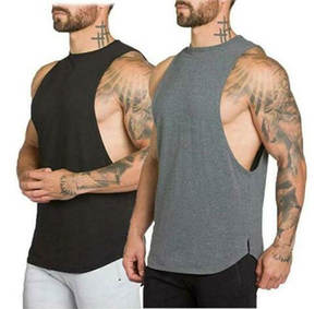 Camisetas Deportivas de Malla Personalizadas con Logotipo OEM para Gimnasio, Camisetas sin Mangas de Secado Rápido de Spandex/Algodón para Fisicoculturismo Masculino - Product Image 1