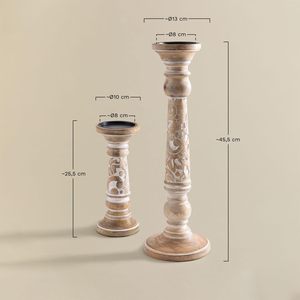 Soporte de vela de té de madera tallada a mano, soporte de linterna decorativo para el hogar, tarros de vela para sala de estar, comedor, temporada navideña - Product Image 1