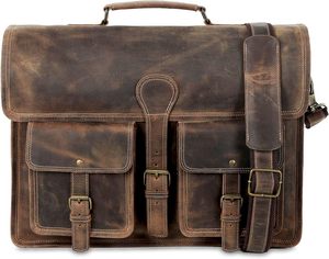 Genuine Leather Geometric Pattern 18" <b>Laptop</b> <b>Messenger</b> Briefcase <b>for</b> Unisex Luxury Eco-Friendly Large Capacity Office <b>Bag</b> - Product Image 4