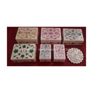 Boîte à bijoux artisanale en marbre blanc et rose italien, prix de gros, plusieurs tailles, marque VAISHNAVI - Product Image 6