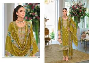 Vente à l'échelle mondiale d'exportateur Tenue de créateur en soie de qualité supérieure Travail de broderie Haute demande Haute soie Salwar Kameez Dupatta Inclus - Product Image 3