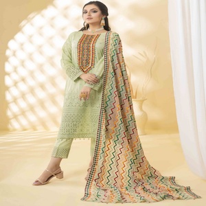 ชุดสนามหญ้า3ชิ้นผ้าคอตตอนแท้ของปากีสถานแผ่นแปะ chikankari ทำงานโดย Mi creation shahkar สำหรับปาร์ตี้สวมใส่สำหรับอินเดีย - Product Image 5