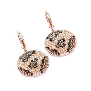 Pendientes colgantes de leopardo de diseño Redondo, forma geométrica turca, Color marrón delicado, venta al por mayor, joyería de plata de ley 925 - Product Image 1