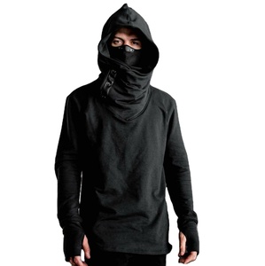 Respirant 2025 personnalisé Ninja sweats à capuche demi-visage chapeau col haut à capuche hommes solide noir Ninja à capuche - Product Image 1