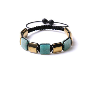 Pulsera de Cuarzo Rosa con Cuentas de Hemasa Fashions, Piedra Cuadrada de Aleación de Zinc, Trenzada, Ajustable, Moderna, Unisex, con Microincrustaciones - Product Image 2