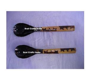 Ensemble de serveurs à salade en corne naturelle, prix de gros, ustensiles de cuisine, style viking, outils à salade en corne, vaisselle, ustensiles de cuisine en corne - Product Image 5