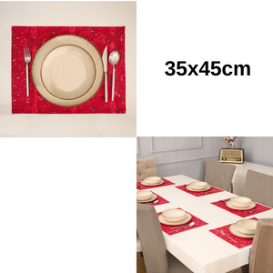 Set de 2 napperons rouges 100% coton Tapis de table décoratif 35x45cm Durable Lavable Élégant Accessoires de table à manger - Product Image 6