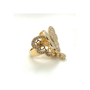 14kt Yellow Gold Butterfly Style Fashion <b>Finger</b> <b>Ring</b> with Natural VS SI Purity Diamonds - Product Image 4