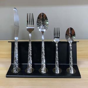 Couverts écologiques légers en acier inoxydable argenté Couverts élégants argenterie Poignée design Couverts vintage - Product Image 1