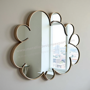 Miroir rond abstrait de luxe avec cadre ondulé brillant Design artistique moderne Parfait pour les salons chics Espaces contemporains - Product Image 3