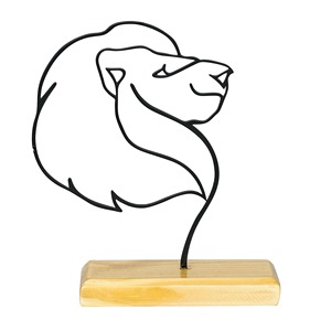 Sculpture audacieuse de tête de lion en métal noir avec base en bois, décoration de table moderne parfaite, ajoute une touche artistique féroce, vente en gros en provenance d'Inde - Product Image 4