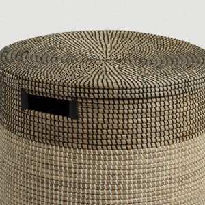 Cestas de Almacenamiento Redondas de Pasto Marino con Tapa Desmontable, Diseño Tejido a Mano, para Organización del Hogar, Compra al por Mayor - Product Image 5