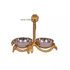 Cuencos de regalos para bodas y eventos chapados en oro de aluminio puro, plato y cuencos para servidor de decoración de mesa de restaurante en la India - Product Image 2