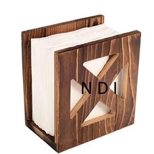 Boîte de rangement portable en bois au design attrayant pour serviettes de table, finition noyer, idéale pour le Nouvel An et Noël - Product Image 2