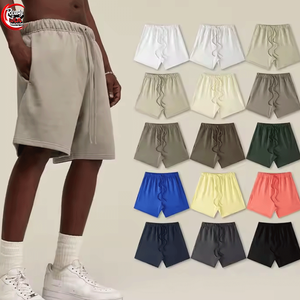 Pantalones cortos de lana con borde cortado personalizados Vintage para hombre 100% algodón patrón sólido diseño desgastado ecológico Cierre de cintura elástica - Product Image 6